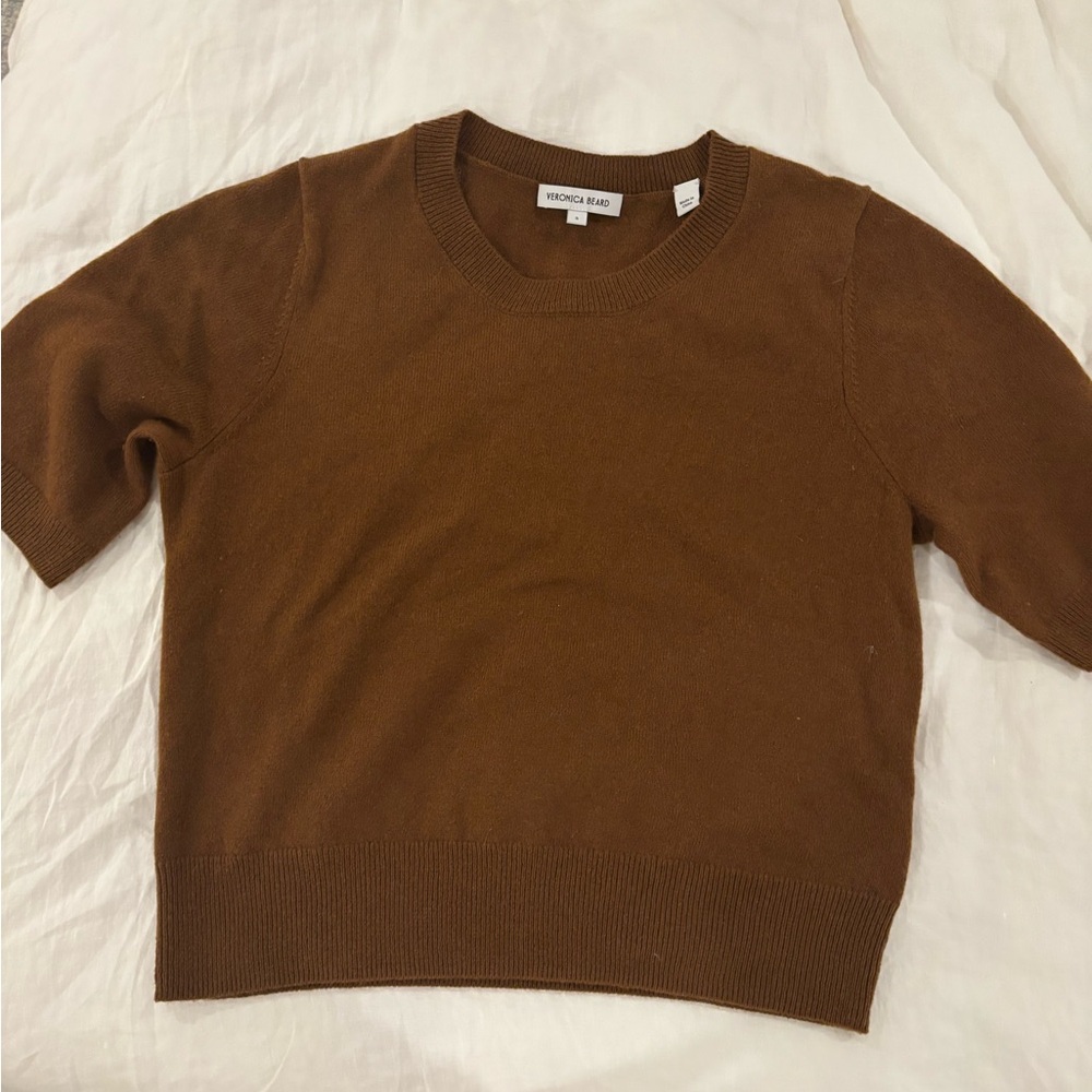 Veronica Beard Shana Chestnut Crew Neck cashmere Sweater